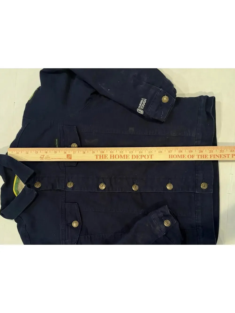 John Deere Jacket Boys Large (8-12) Blue Canvas W/ Insulated Jacket Farming